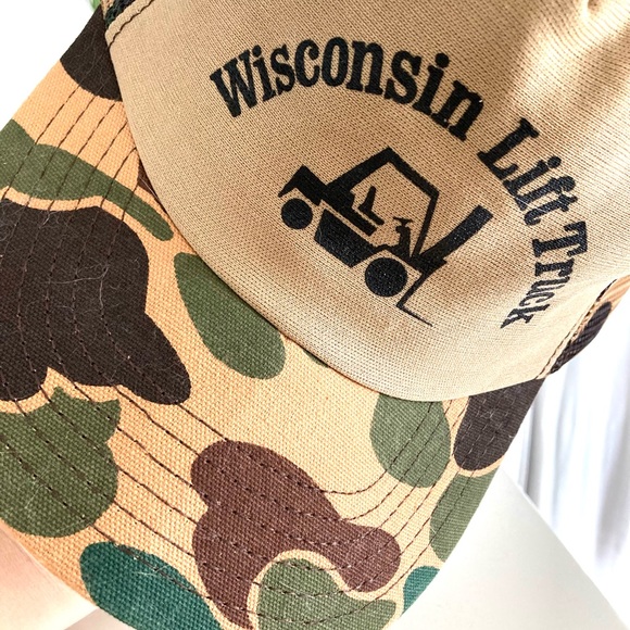 Vintage WISCONSIN LIFT TRUCK Camoflage Trucker Cap - Picture 4 of 11